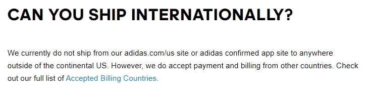 Does Adidas ship internationally?