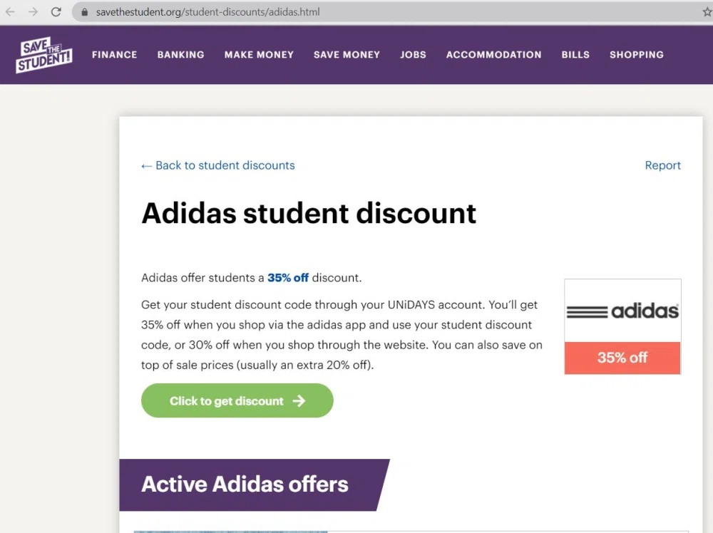 adidas discounts for students