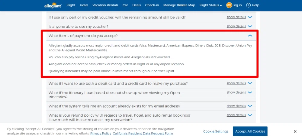 allegiant air debit card support? — knoji allegiant air debit card