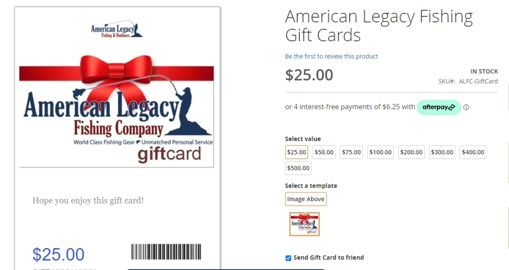 Does American Legacy Fishing offer gift cards? — Knoji
