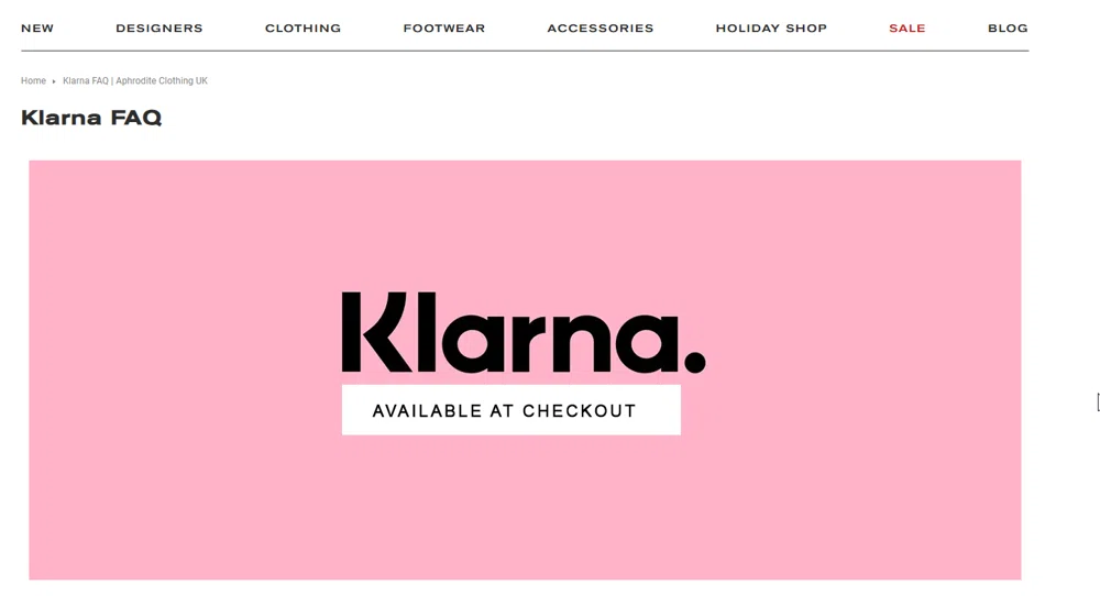 Does Aphrodite take Klarna financing as a payment option? — Knoji