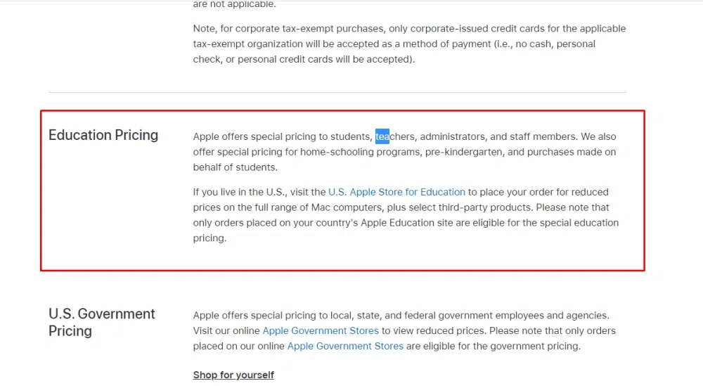 apple student discount vs military discount