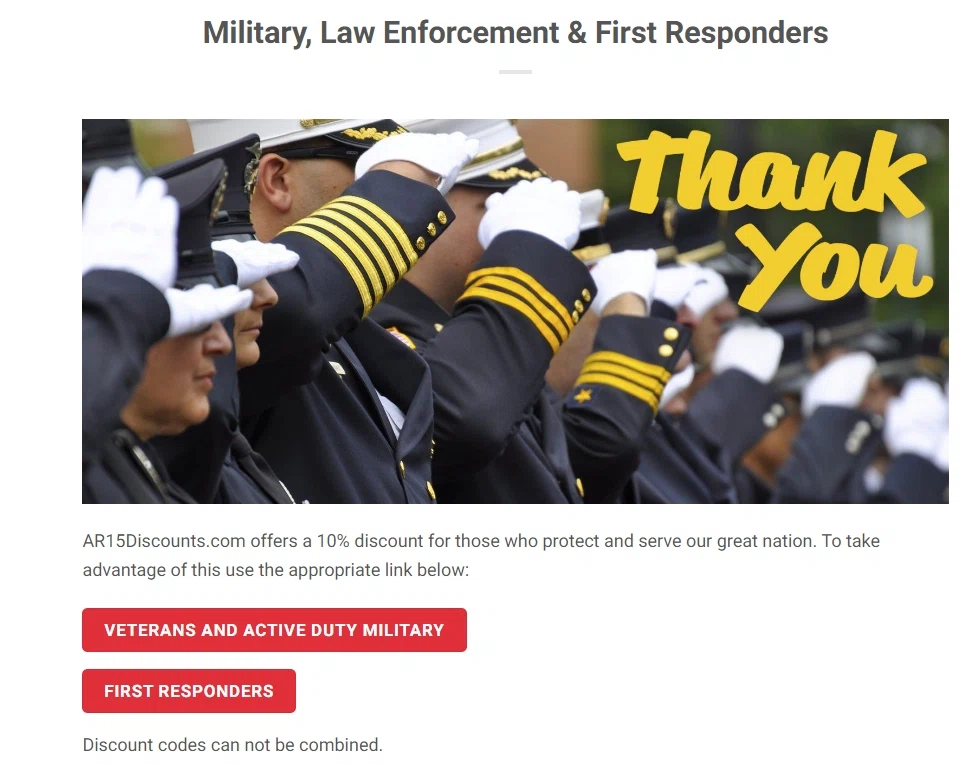 Does AR15 Discounts offer discounts to frontline workers? — Knoji
