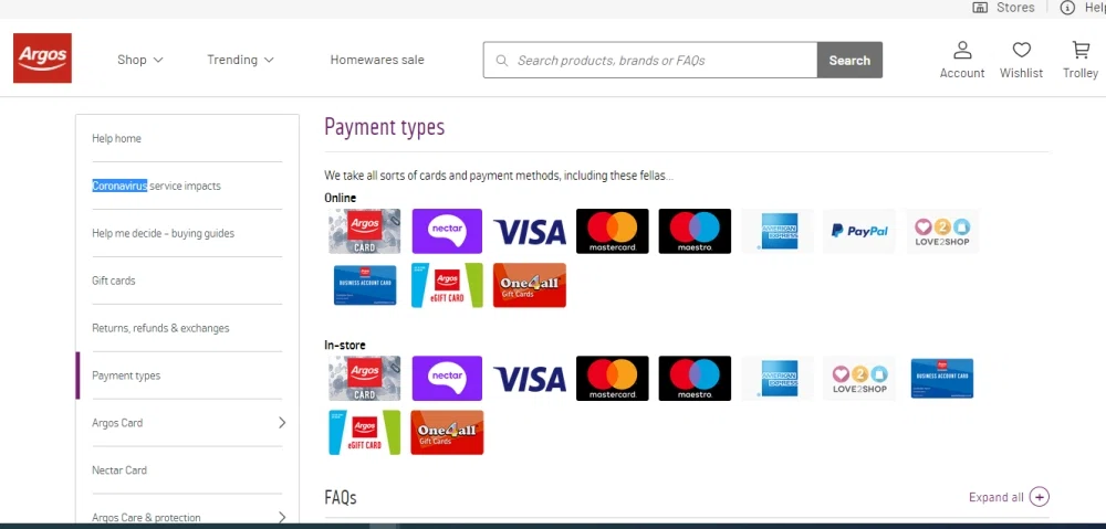 Does Argos take Bitcoin or other cryptocurrencies for