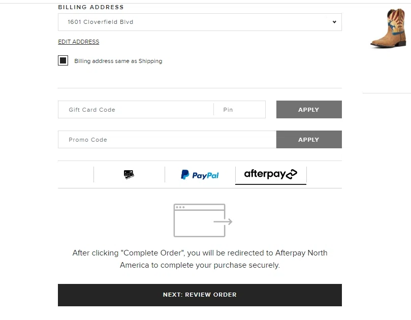 Does Ariat Accept Afterpay?