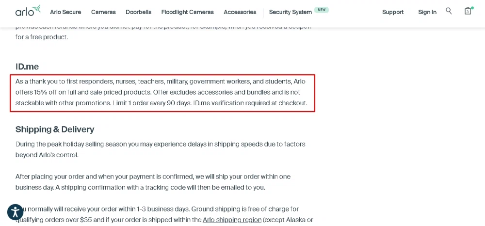 Does Arlo give first responder discount?
