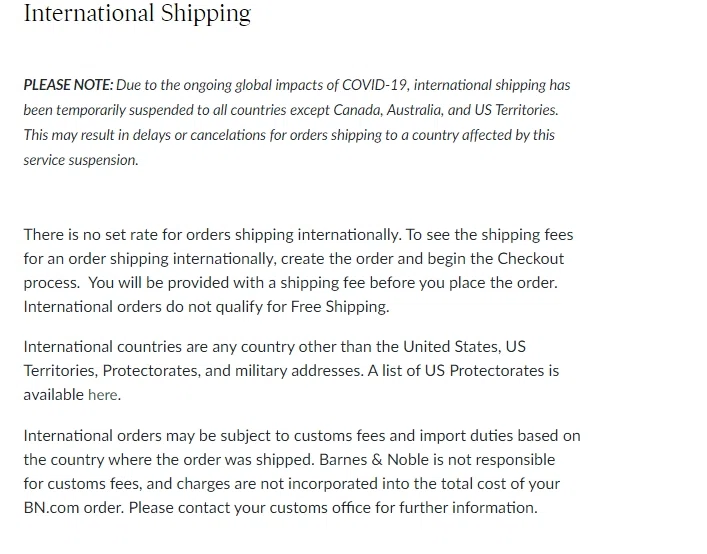 Barnes Noble International Shipping Knoji