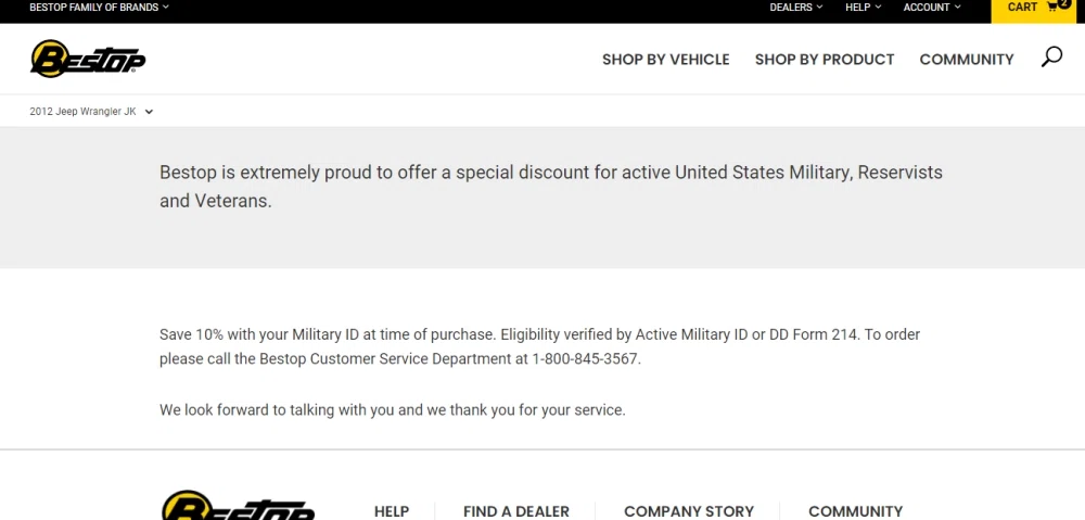 Bestop military discount? — Knoji