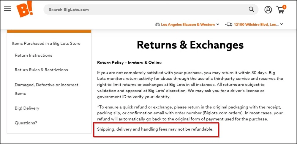 Does BigLots offer free returns? What&rsquo;s their exchange policy? — Knoji