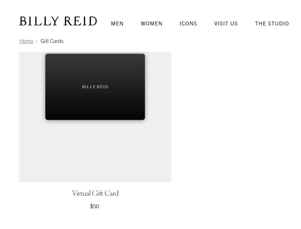 Does Billy Reid accept gift cards or e gift cards Knoji