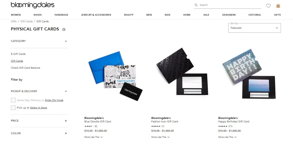 Does Bloomingdale's offer gift cards? — Knoji