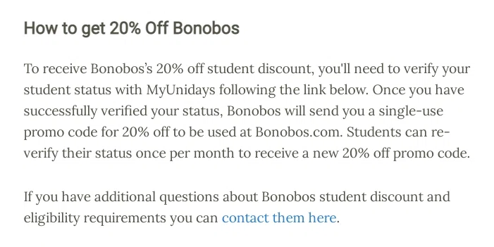 Bonobos Student Discount Knoji