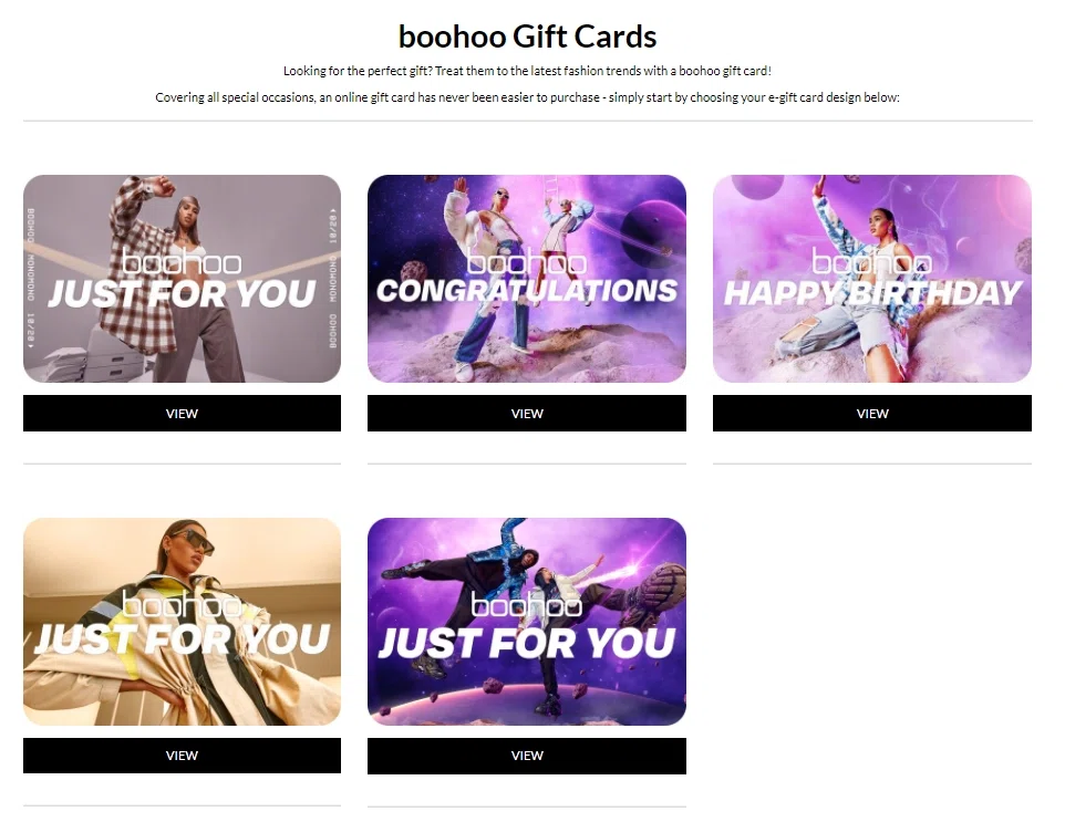 Does Boohoo.com accept gift cards or e-gift cards? — Knoji