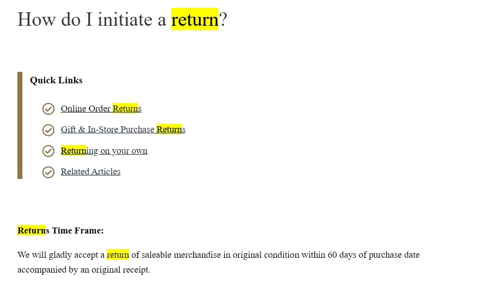 brooks brother return policy