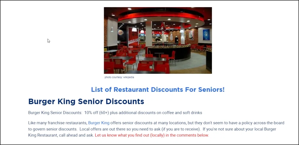 does burger king give senior discounts?