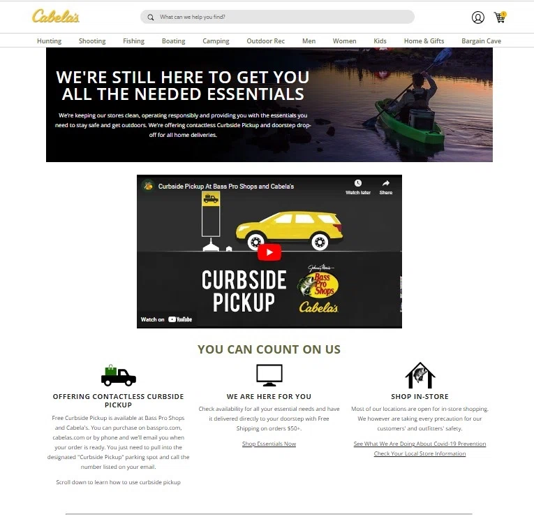 Does Cabelas have instore pickup? — Knoji