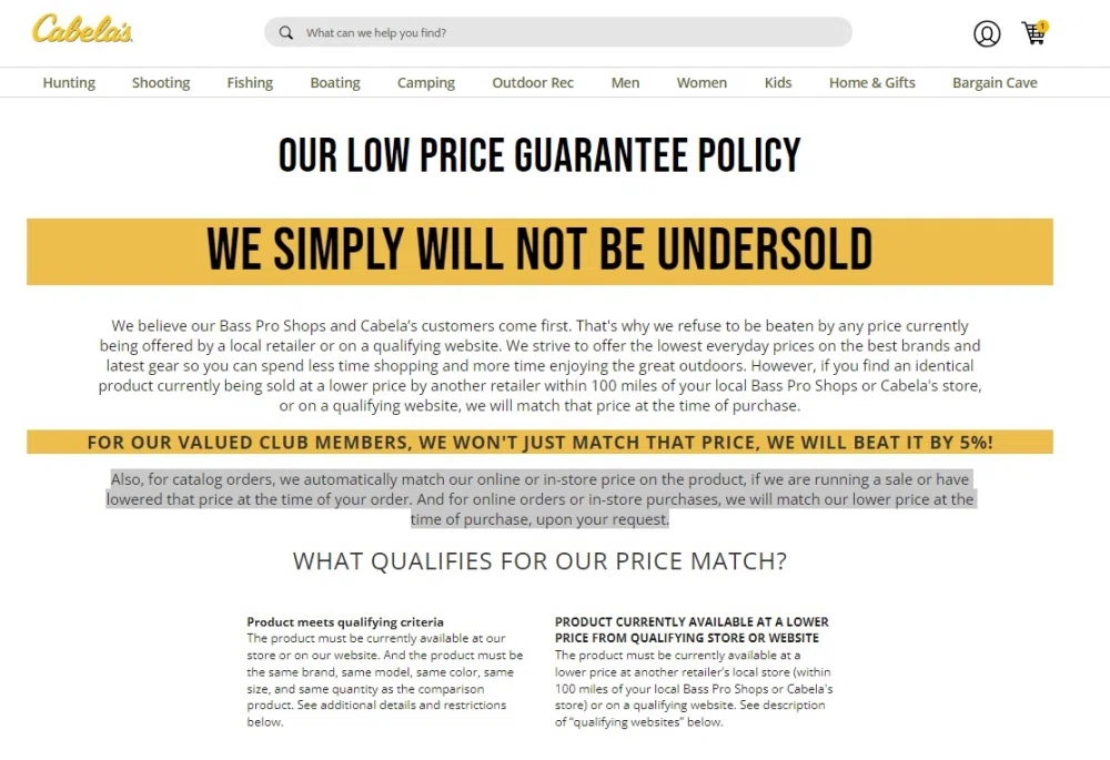 Cabelas price matching? — Knoji