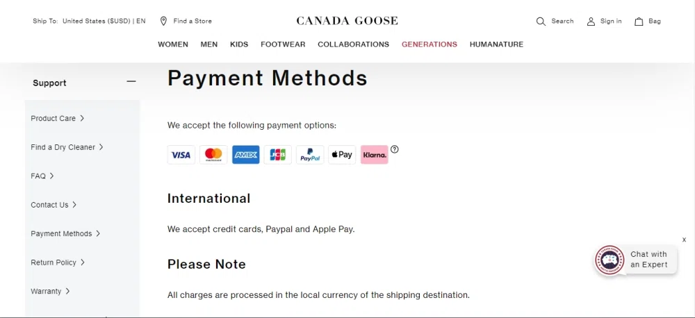 Canada goose shop amazon pay