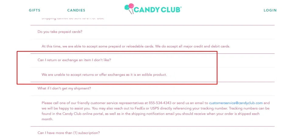 Candy club best sale tracking