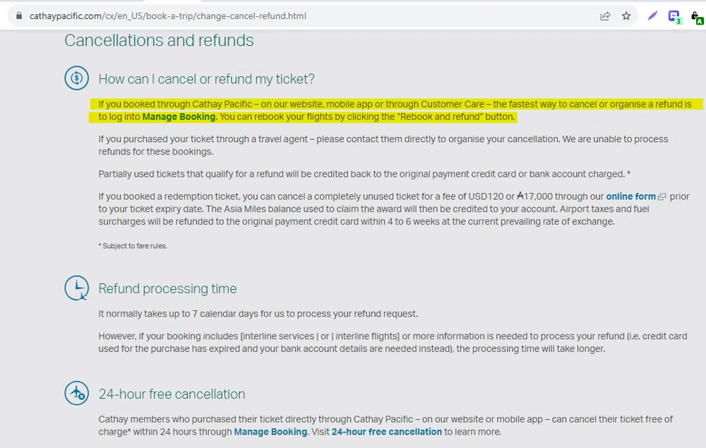 Cathay Pacific Airways cancellation policy? Can I change my order? — Knoji