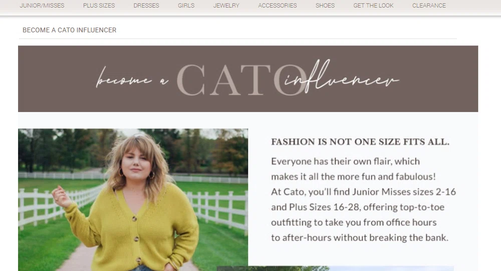 Does Cato Fashions use influencer marketing? — Knoji