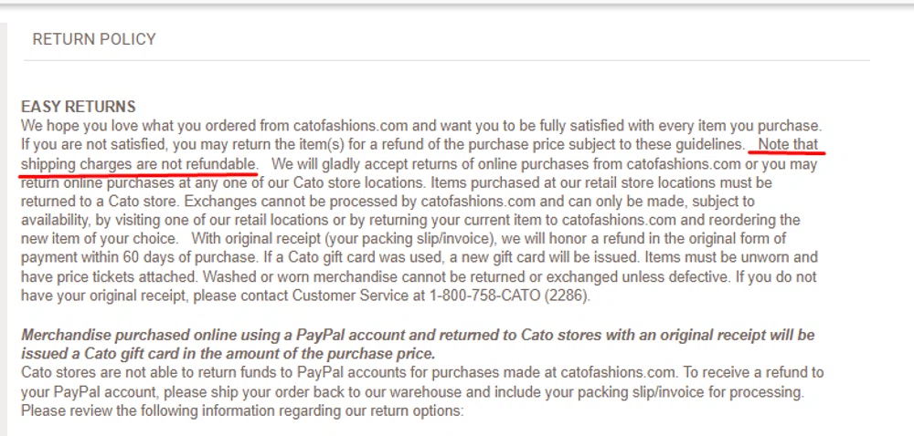 Does Cato Fashions offer free returns? What's their exchange policy ...