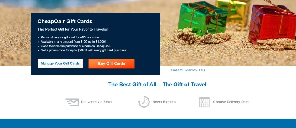 Does CheapOair accept gift cards or egift cards? — Knoji