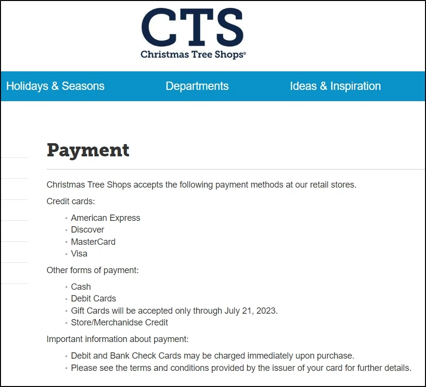 Christmas Tree Shops Snap Finance support? — Knoji
