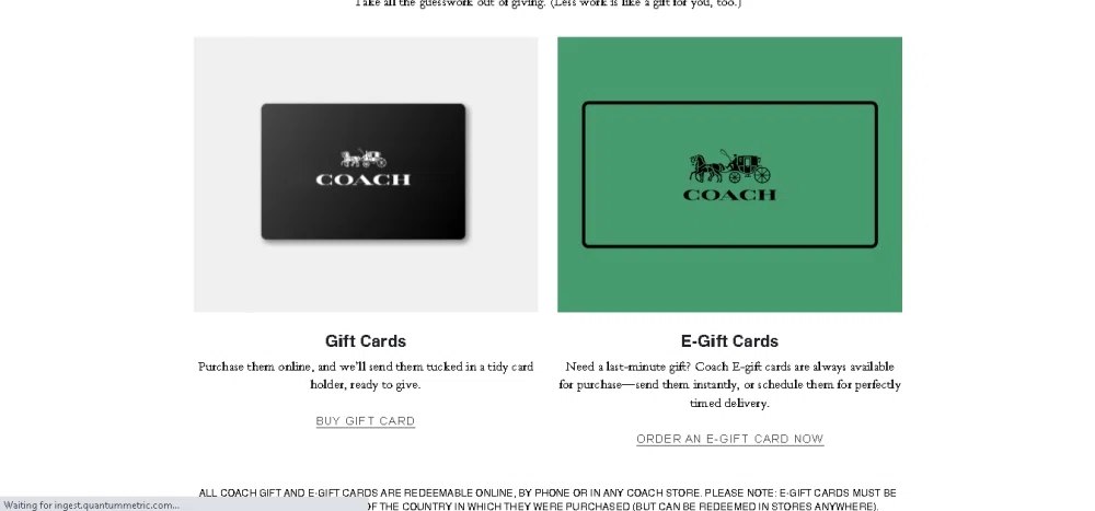 Does Coach accept gift cards or e-gift cards? — Knoji