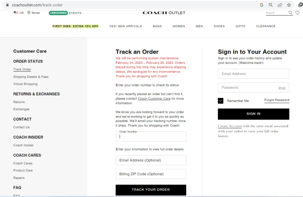 Complete Guide to Coach Outlet Tracking Order