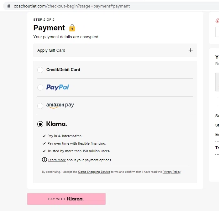 Does Coach Outlet accept Shop Pay Installments financing? — Knoji