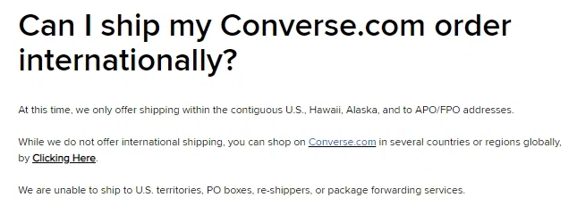 Does Converse Ship to Hawaii?