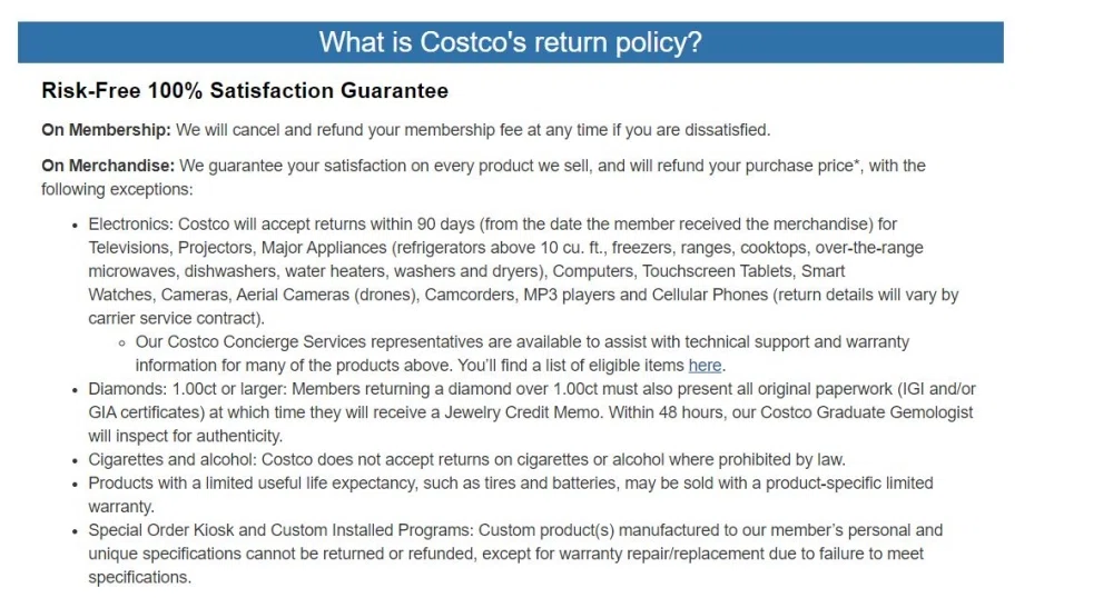 costco battery exchange policy
