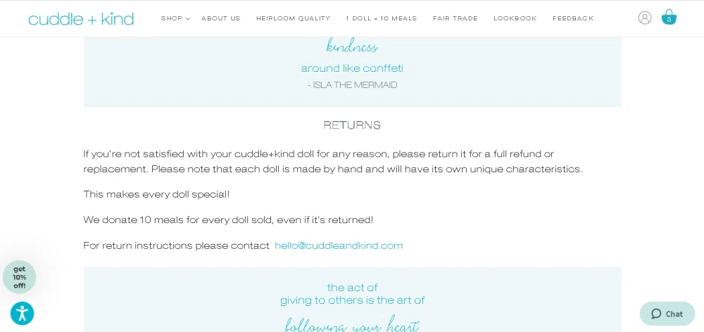 cuddle and kind return policy