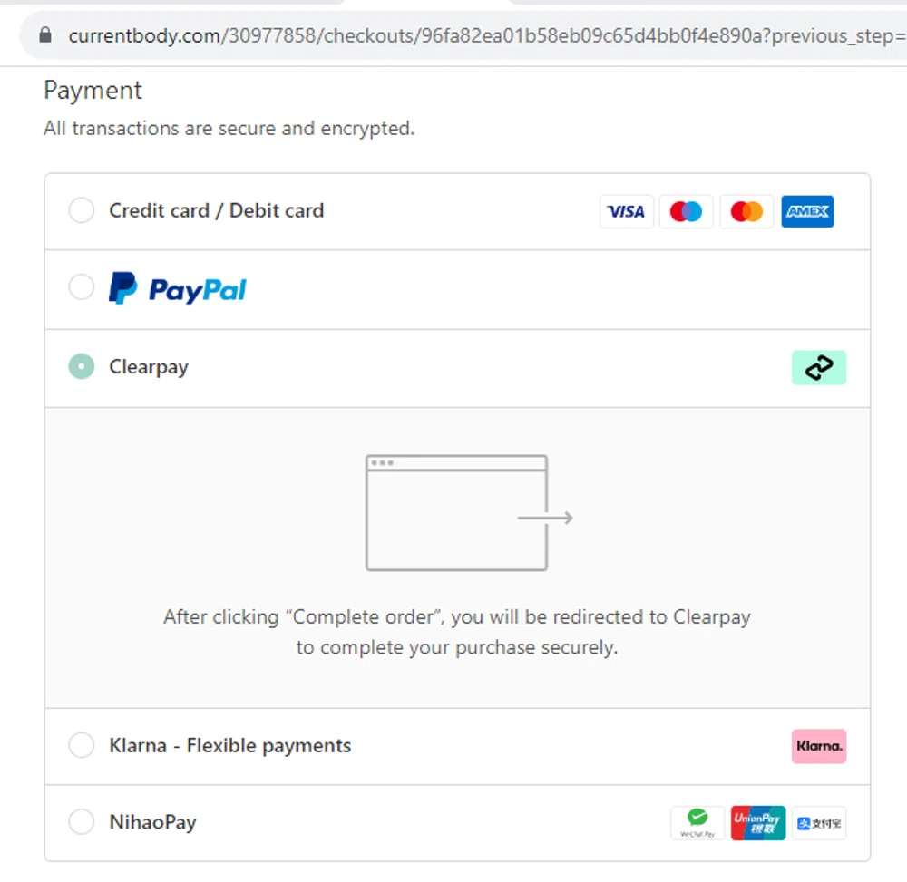 Does Currentbody offer Bread as a financing option? — Knoji