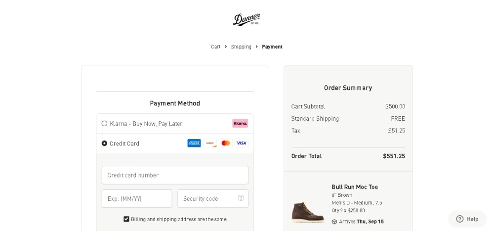 Does Danner accept Afterpay financing 