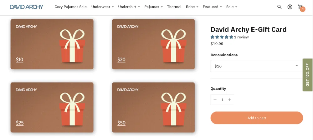 Does David Archy accept gift cards or e-gift cards? — Knoji