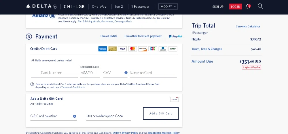 Does Delta allow Afterpay?