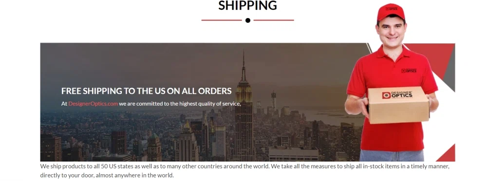 designer optics shipping