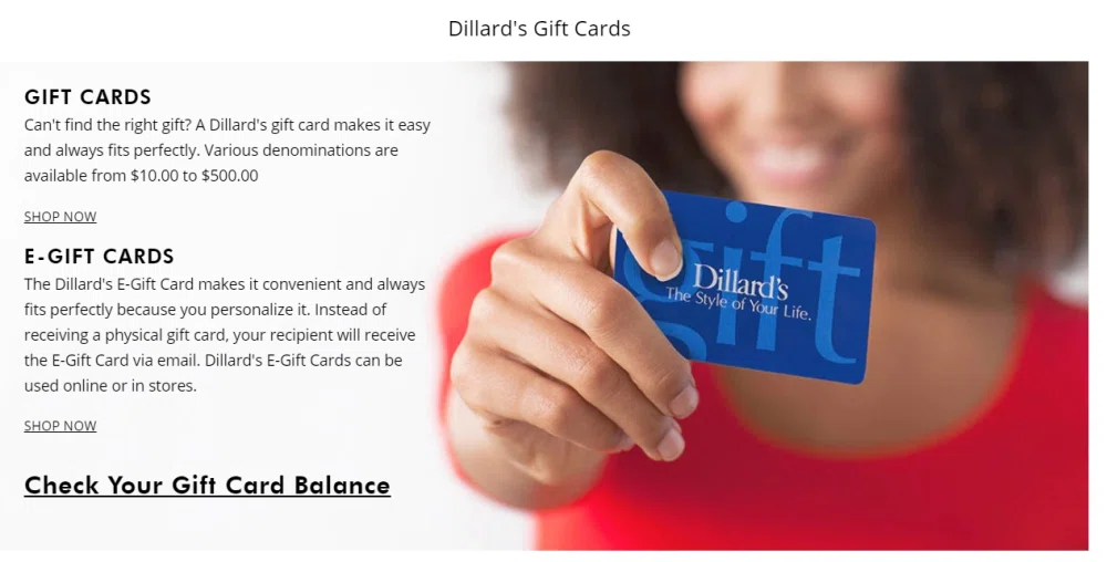 Does Dillard's offer gift cards? — Knoji