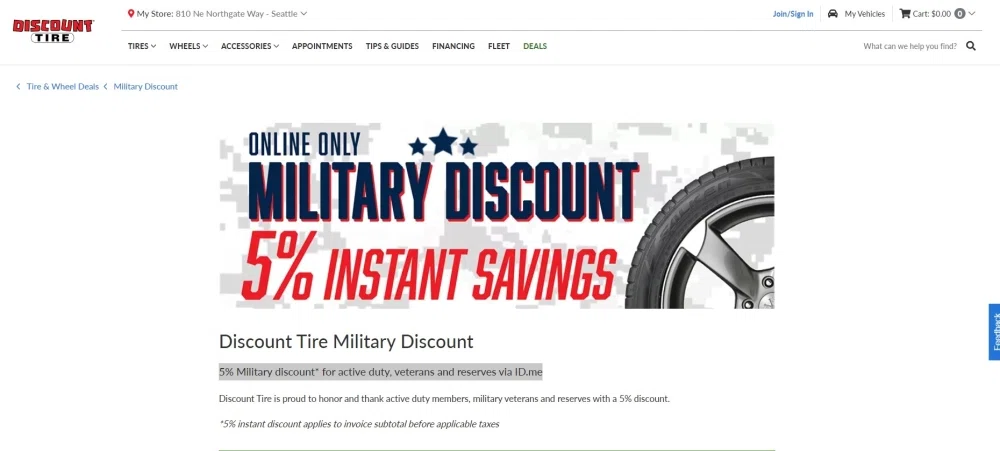 Discount tire military deals discount