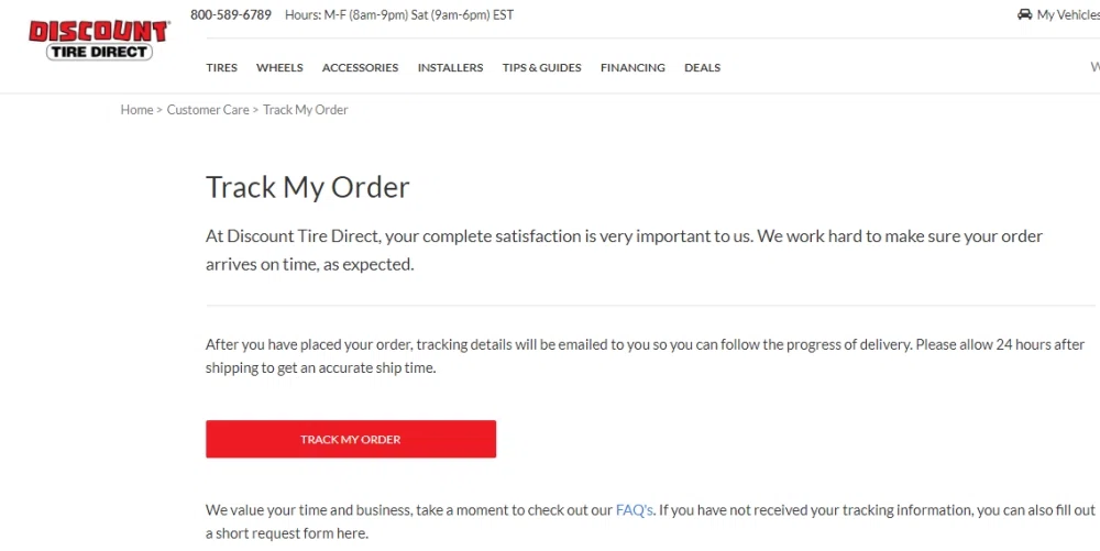 Discount Tire Direct track order Knoji