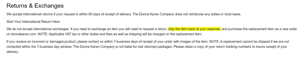 dkny return policy