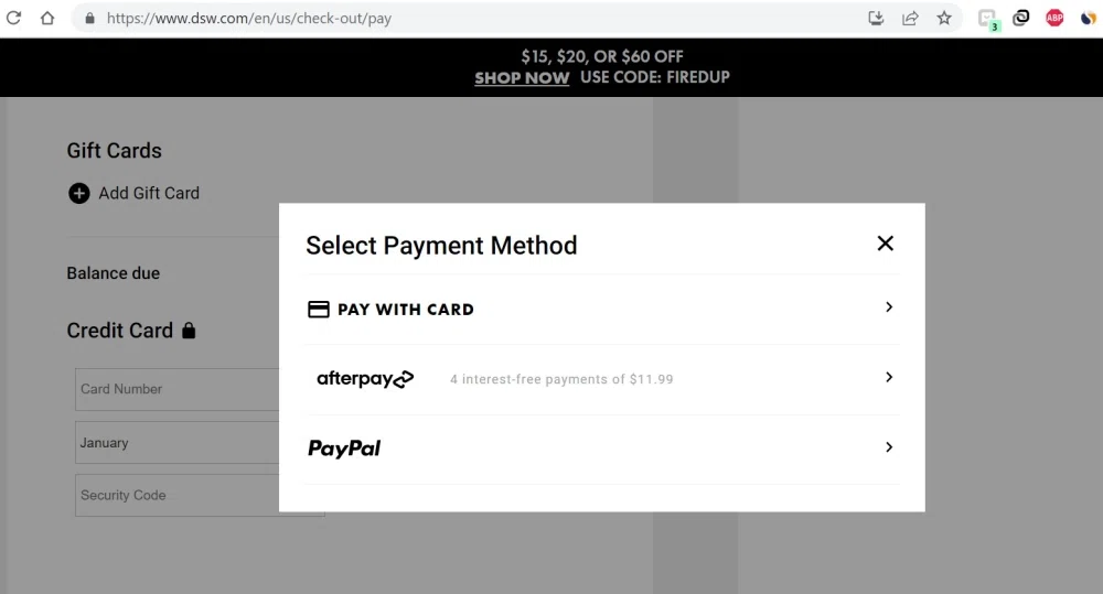 Does DSW accept Afterpay financing? — Knoji