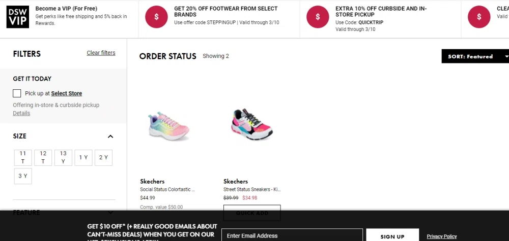 dsw track package