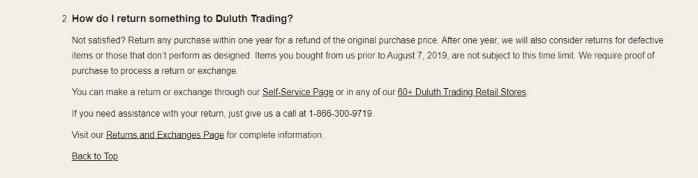 Duluth Trading Return Form
