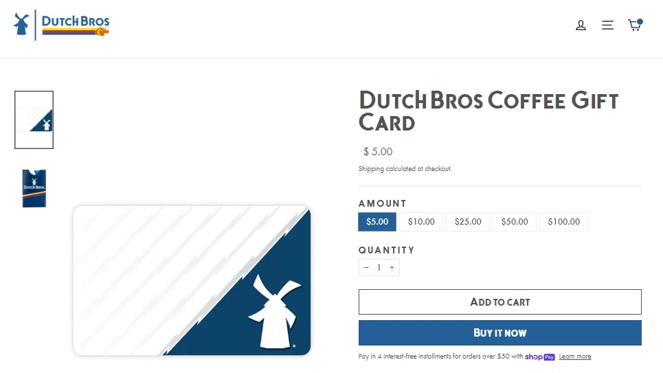 Does Dutch Bros Coffee offer gift cards? — Knoji