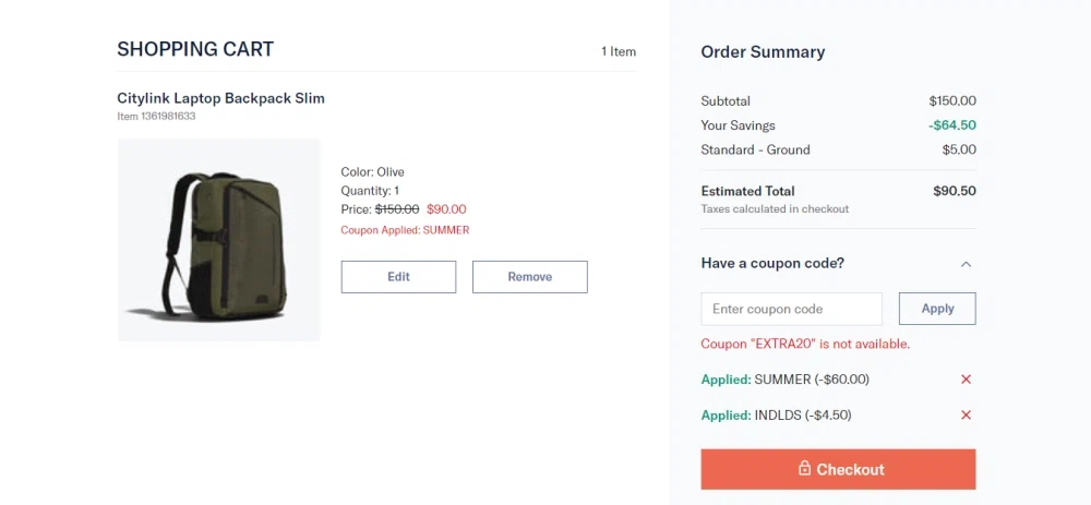 Does EBags support coupon stacking 