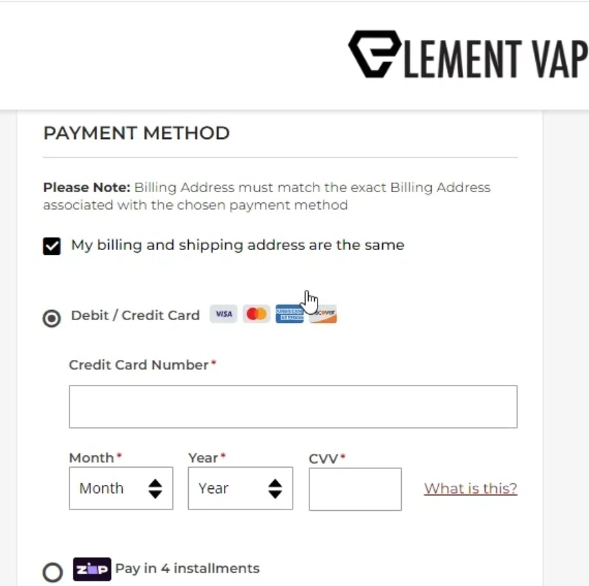 Element Vape PayPal support Knoji