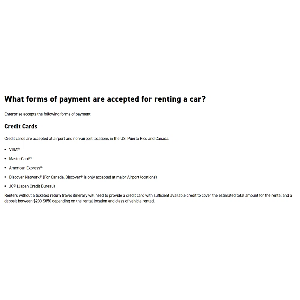 Enterprise RentACar Affirm financing support? — Knoji